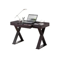 Home Office Desk with Large Drawer Espresso X-Shaped Legs Writing 1 Pack 30" Height 2