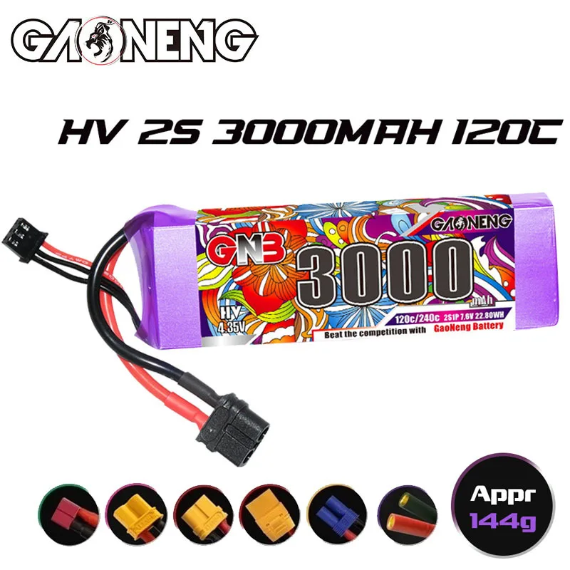 

GNB 7.6v 3000mAh 120C/240C Rechargeable Battery For RC Helicopter Quadcopter FPV Racing Drone Spare Parts HV 2s LiPo Battery