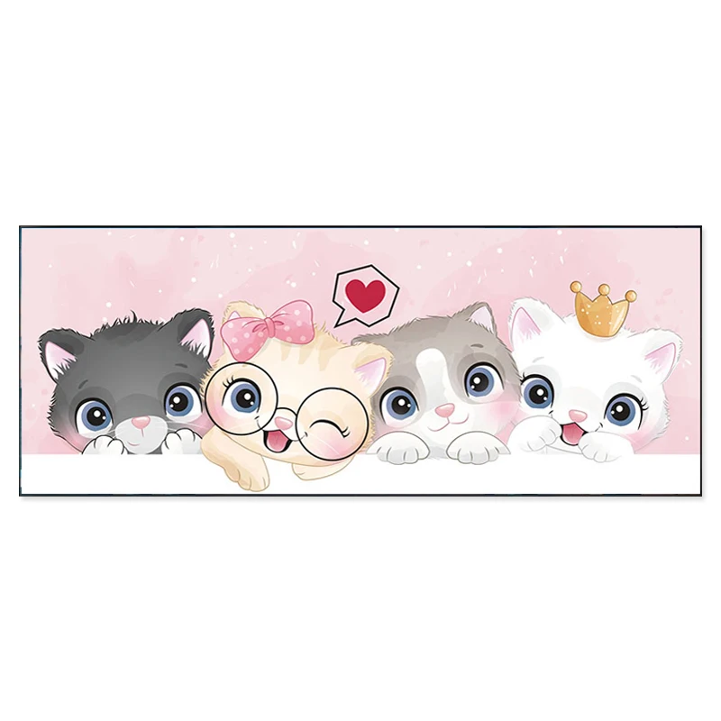 Zozack Cross Stitch Embroidery Kits 11CT Painted Cartoon cat Pattern Printed on Canvas DIY Needlework DMC Bedroom Home Decor
