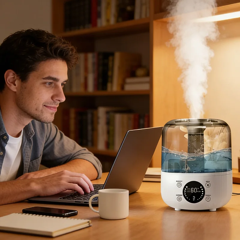 3000mL Smart Air Humidifier with Dual Mist Output: Essential Oil Aroma Diffuser for Home & Office, Equipped with Adjustable Fog 2