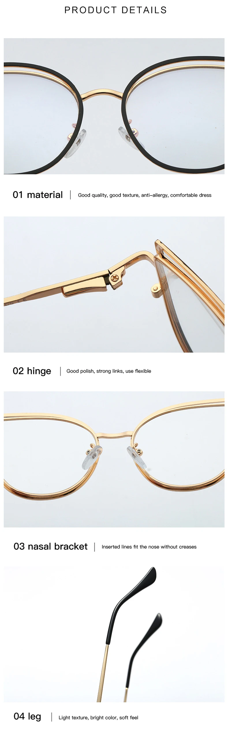 Handoer Women's Full Rim Oval Cat Eye Alloy Tr 90 Eyeglasses 95597 9