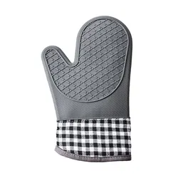 Silicone Heat - Resistant Oven Mitts - Premium Baking and Cooking Gloves (Gray)