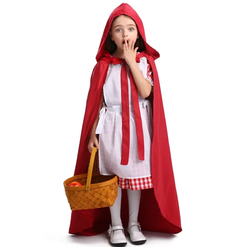 

Halloween Girl Little Red Riding Hood Costume Childrens Fairytale Dress Outfit Kid Cosplay Fancy Dress
