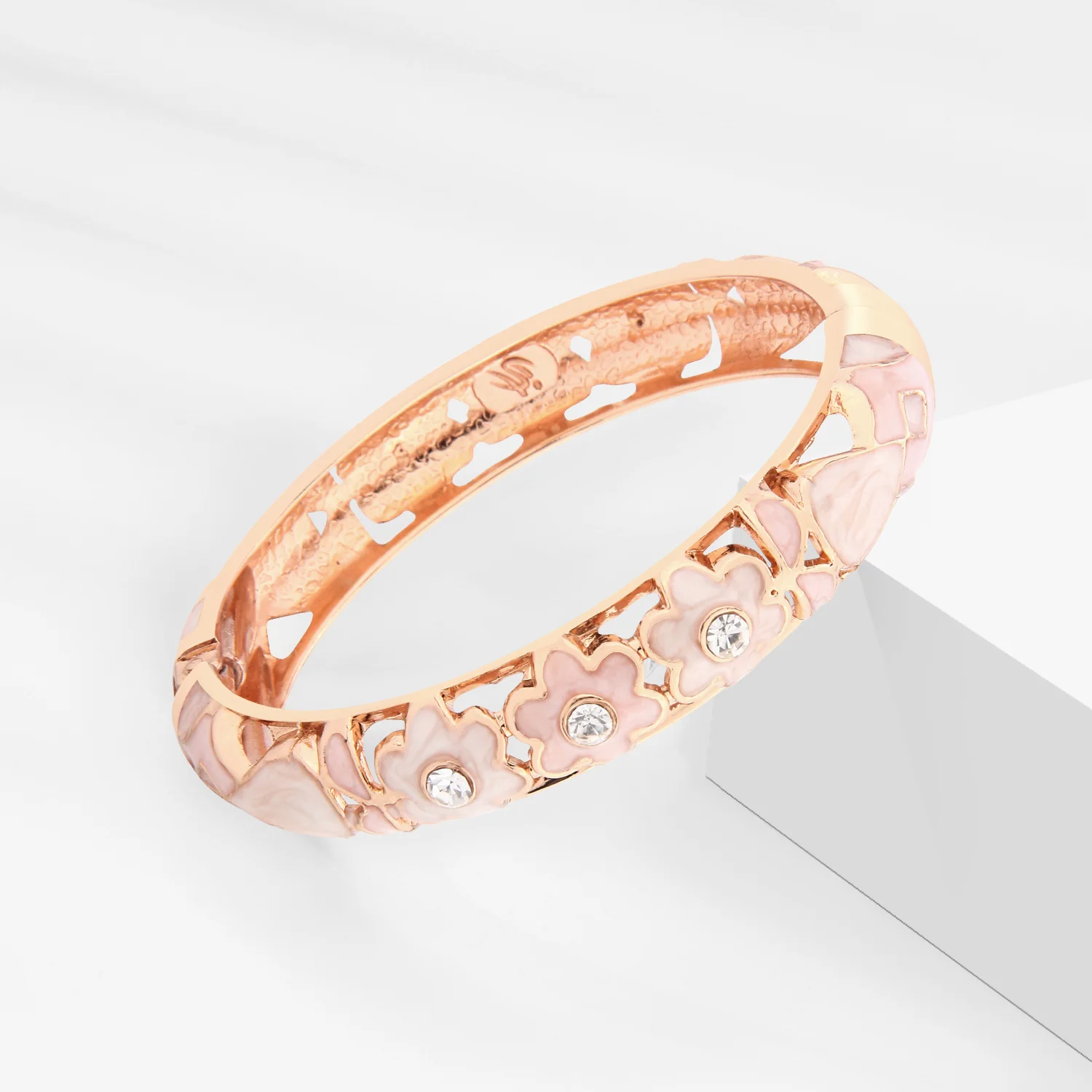 Hollow Bracelets For Women Enamel Bangles Cloisonne Women's Bracelet Pink Bangle On Hand Alloy Jewelry India African Hawaiian - Image 4