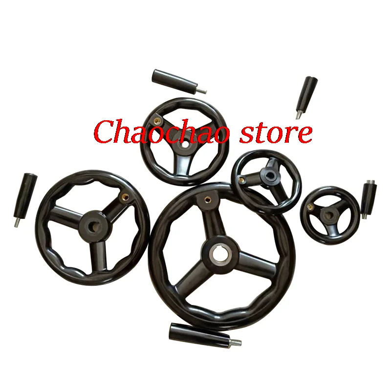 

Heavy Black Milling Machine Lathe CNC Spoked Hand Wheel Wave Round bakelite three handwheel 250x22mm 250x25mm 320x25mm