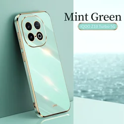Luxury Plating Frame Soft Silicone Case with Candy Camera Protection for Iqoo z10 turbo (Green)