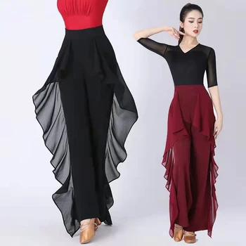 High Waist Wide Leg Dance Pants Women's Practice Trousers with Pleats New 2025 Casual Vintage Sle Ladies' Commute Pants 1