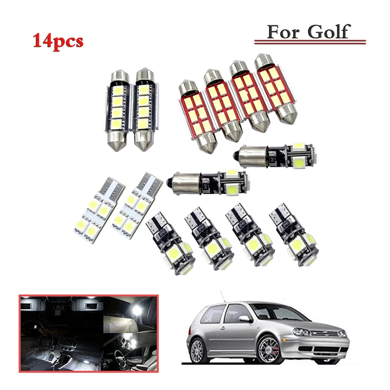 14 Pz/Set Auto Led Interior Light Dome Map Kit Lampada Per Auto Lampadine Targa Per Vw Volkswagen Golf T5 Lampadine A Led