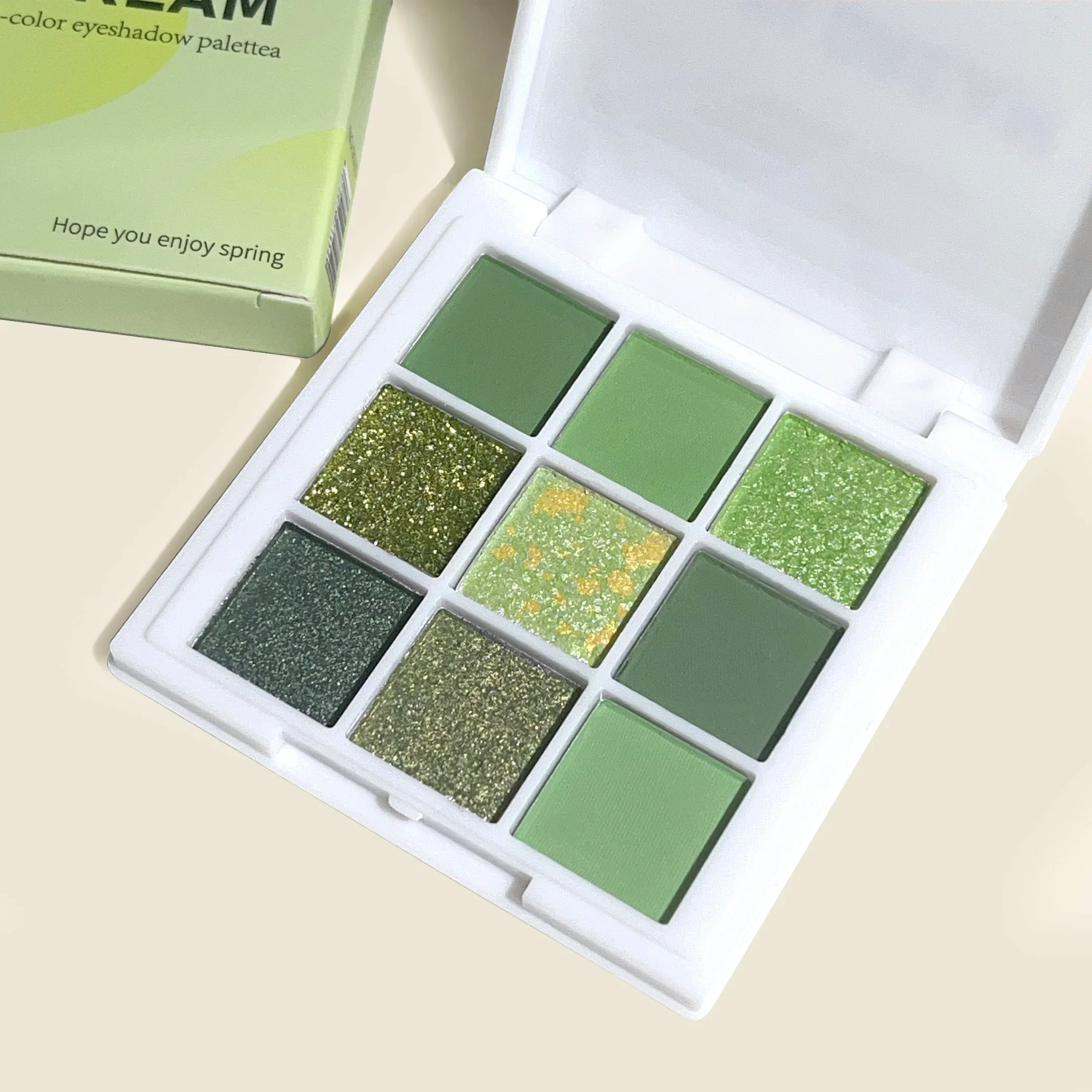 9 color High-Pigment Green Eyeshadow Palette-Long Lasting Smudge-Proof Matte & Shimmer Finishes for Everyday and Party Looks eye shadow eye shadow plate
