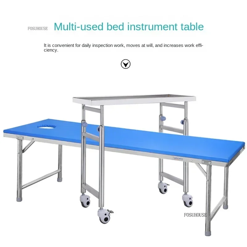 Thickened 304 Stainless Steel Auxiliary Cart with Wheels Multifunctional Medical Tray Rack Organizer Cart Medical Tool Trolley