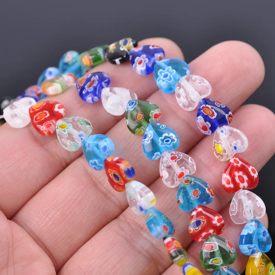 66 Pcs Millefiori Glass Heart Beads - Colorful Love Shape Lampwork Beads For DIY Jewelry Making - View #10