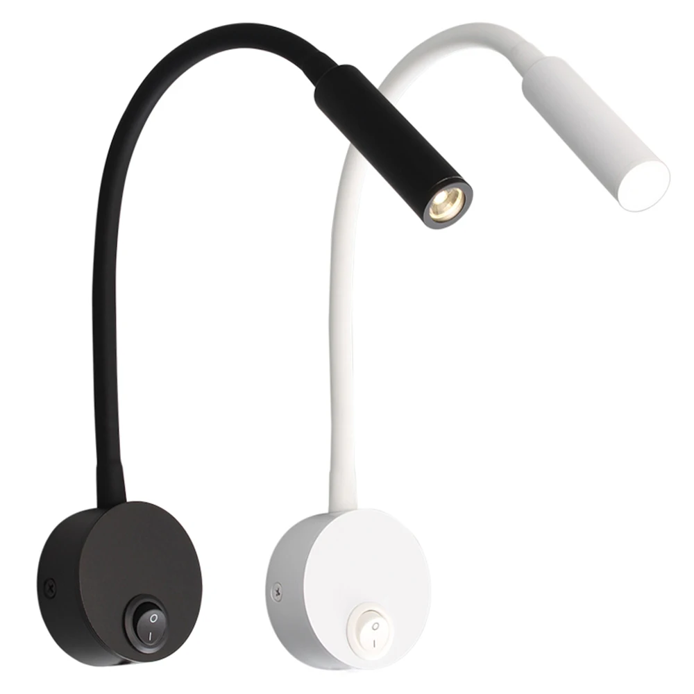 LED light LED wall lamp wall light LED reading light LED flexible hose wall lamp 3W book reading study bedside light hotel headboard flexible gooseneck mini spotlight switch