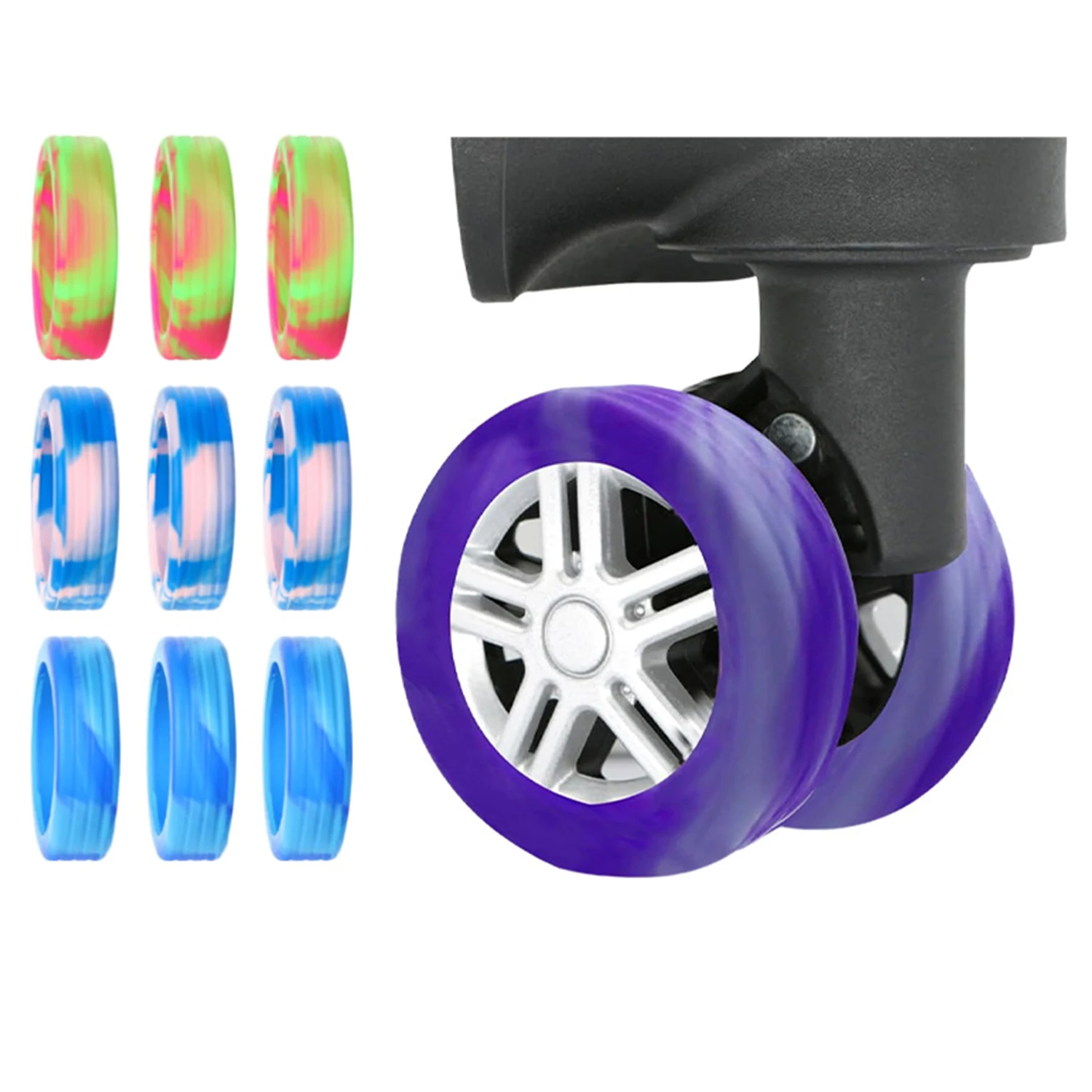 Wheels Protector Colorful Roller Protective Sleeve Luggage Wheels Silicone Caster Travel Suitcase Reduce Noise Cover Parts Kits
