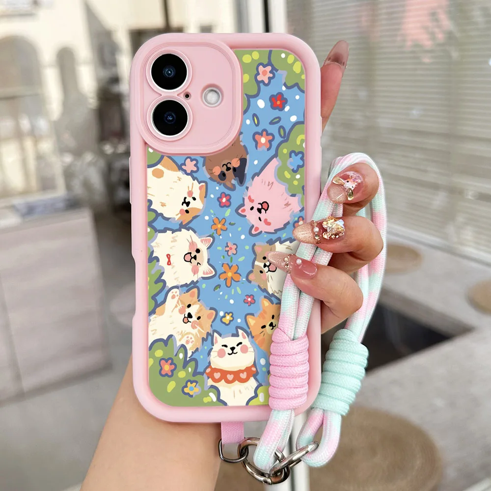 Cartoon Dog Wrist Chain Lanyard Phone Case Cover