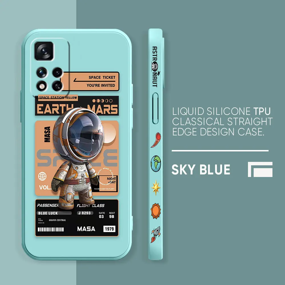 thumbnail image 1 of Case For Redmi Note 12 11 11T 11R 11E 10 9 8 7 7S PRO PLUS 4G 5G Simple Liquid silicone Case Stylish Luxurious Space Astronauts, 1 of 5