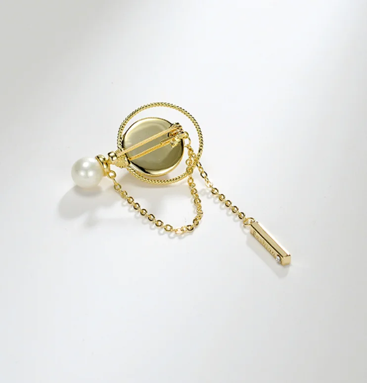 2023 new trend Galaxy imitation pearl copper inlaid zircon Lapel pins Brooch fashion jewelry for women