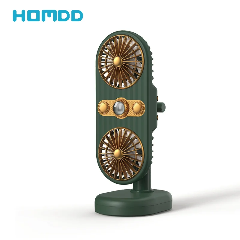 HOMDD USB Rechargeable Portable Fan Double-head Clip Electric Fan Desktop Small Table Fan Air Cooler Fans Mini Bladeless Fan AC