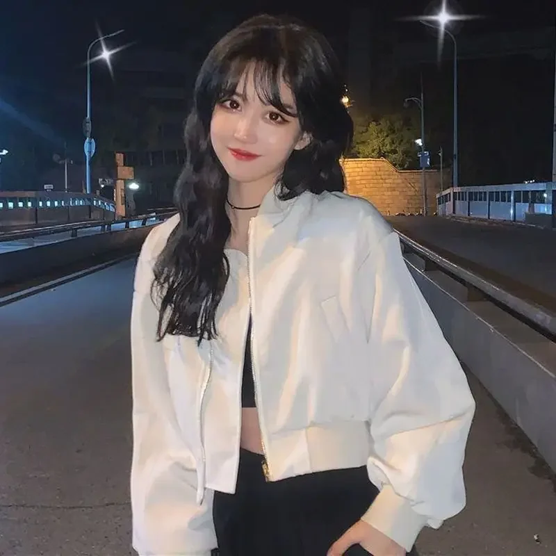 여성용 빈티지 크롭 재킷, 한국 스타일 루즈핏 아우터, 작은 재킷, 다목적 어깨 블레이저, 우아한 용수철 가을