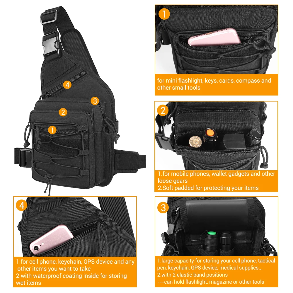 Outdoor Gun Holster Bag Concealed Carry Pistol Holder Pouch Handgun Sling Bag EDC Chest Pack Sports Crossbody Shoulder