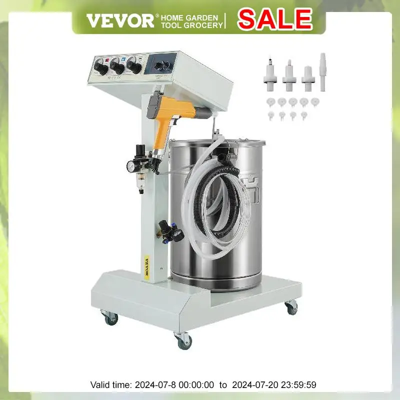 VEVOR Powder Coating Machine 40W 50L Electrostatic Spray Powder Coating Machine Movable Powder Coating Equipment Paint System