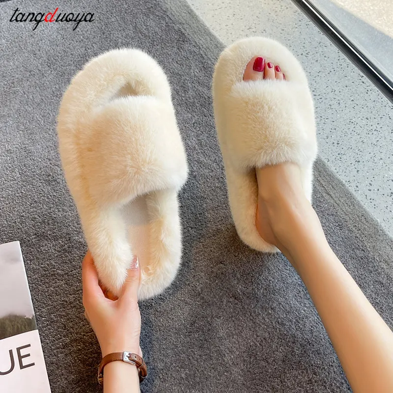 Warm Shoes Woman Winter House Slippers Indoor Female Faux Fur Slip on  Comfortable Slides Pink Flats Women Home Slipper - AliExpress