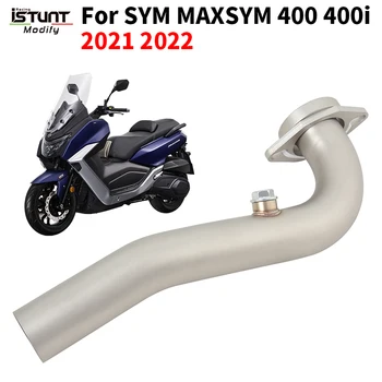 For SYM MAXSYM400 MAXSYM 400 400i 2021 2022 Motorcycle Exhaust Escape Moto Modify Full System Stainless steel Front Link Pipe