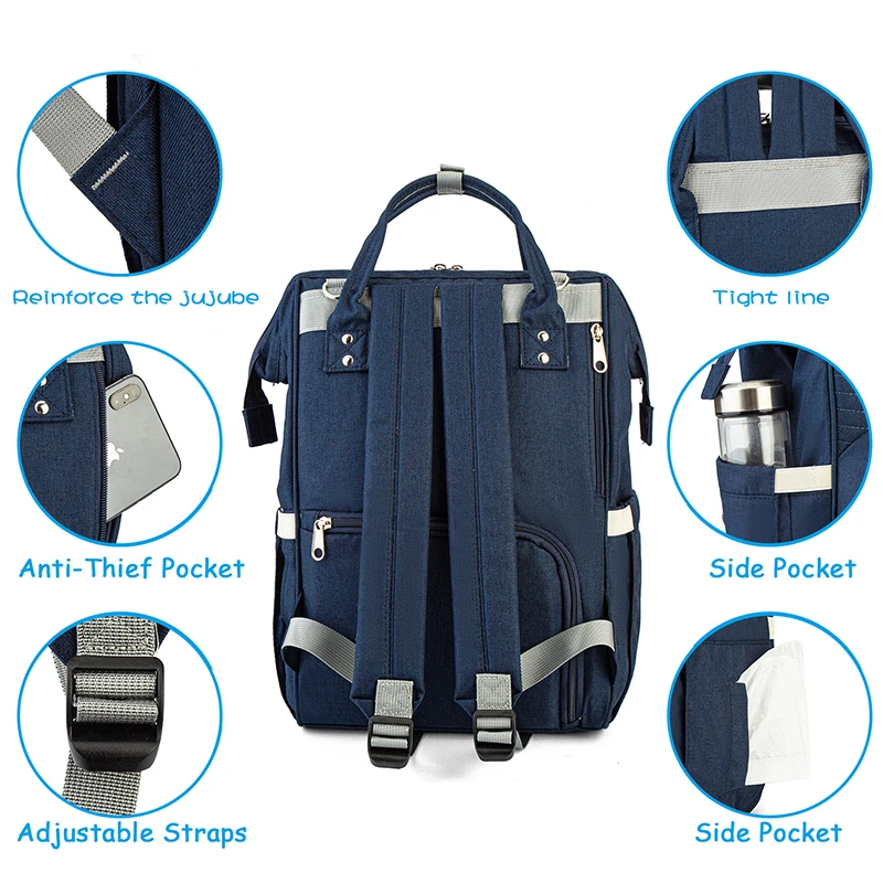LEQUEEN Mommy Diaper Bag For Babies Large Capacity Organizer Waterproof Wide Opening Travel Backpack Mummy Baby Nappy Bag 4
