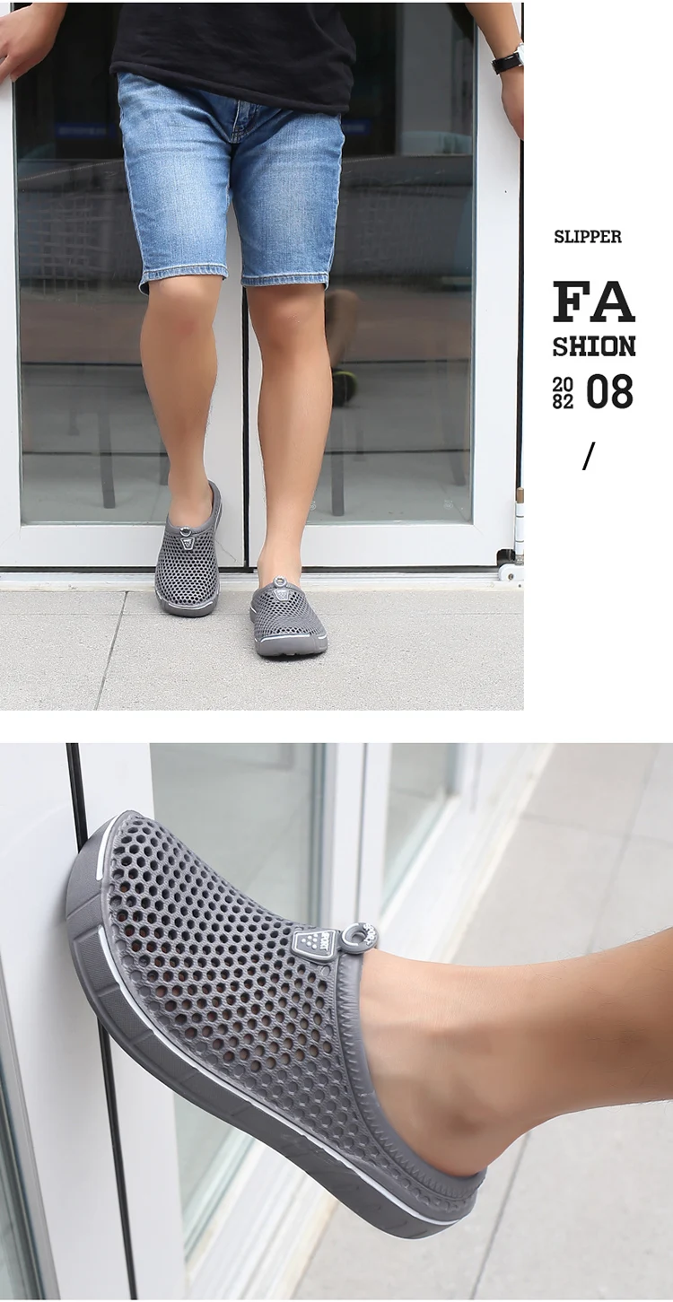 Sandali da uomo Pantofole casual traspiranti leggere Zoccoli in gomma con foro per le donne Scivoli unisex da giardino Taglia scarpe gelatina_voghion.com