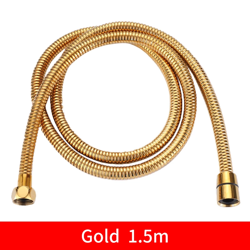 1.5m or 2m Golden Black Sliver Thickened Stainless Shower Hose Pipes Shower Head Bathroom Accessories