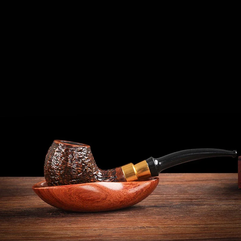 Rosewood Tobacco Pipe Holder Scoop Shape Portable Wood Pipe Stand Accessories Smoke Tobacco Filter Placement Gifts for Friend