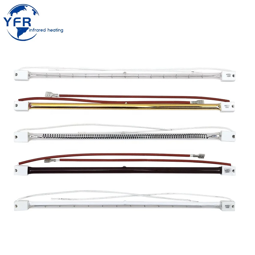 500mm 1000mm 2000W Quartz Heating Tube Vacuum Halogen Heat Tube Ruby Color with Tungsten Wire IR lamp Infrared Quartz Element