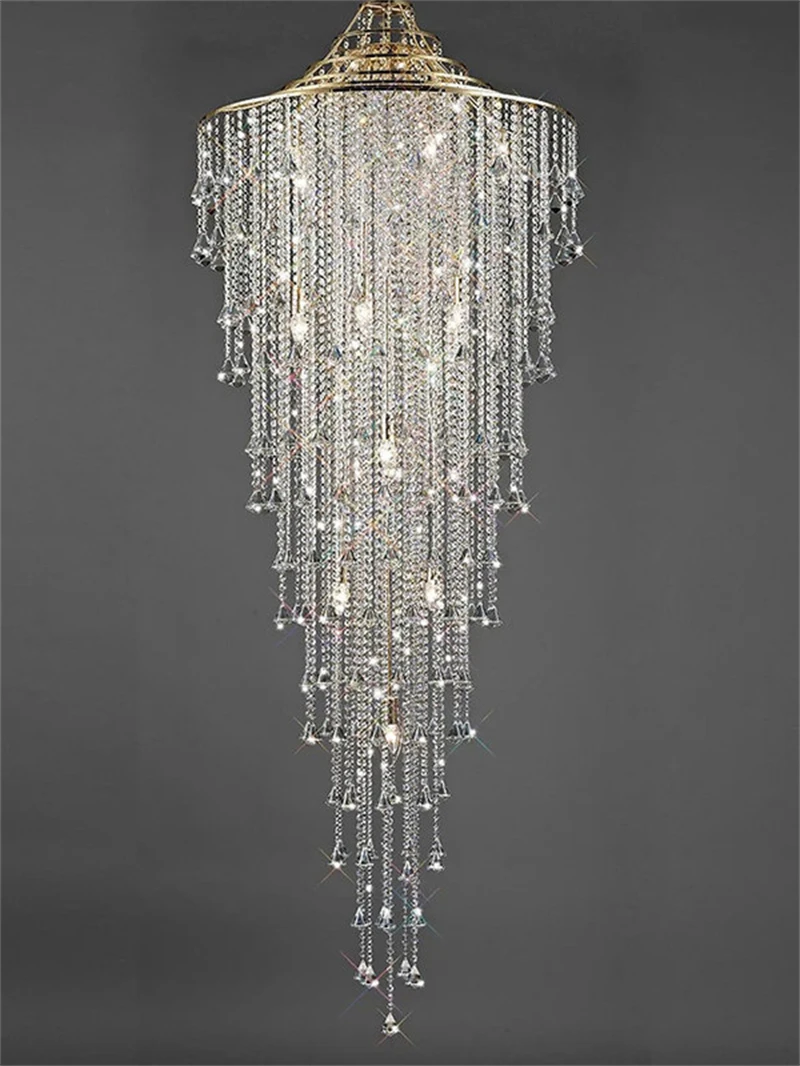

French chandelier luxury hotel engineering custom crystal chandelier staircase loft LED lighting