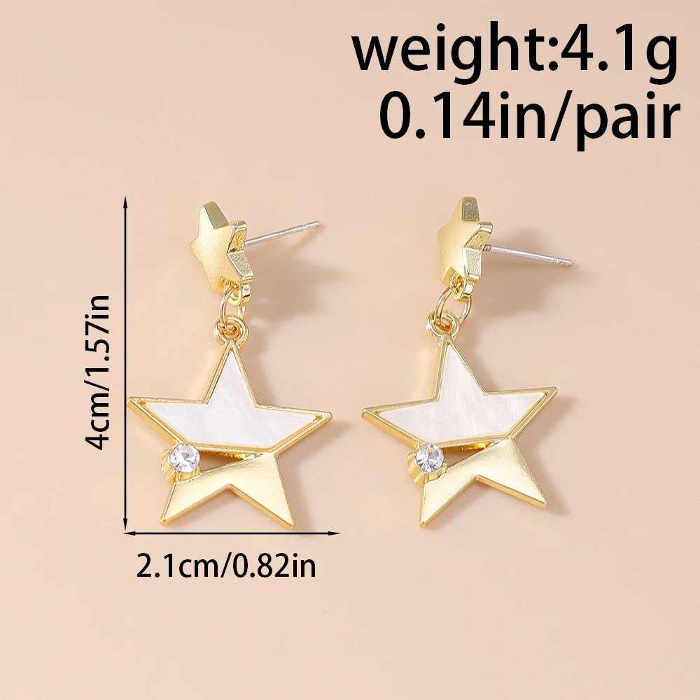 Aihua Modische Koreanische Goldfarben Stern-Ohrstecker für Frauen Schneeflocken-Mond-Ohrhänger Mädchen Party Festival Schmuck Geschenke – Detail 14
