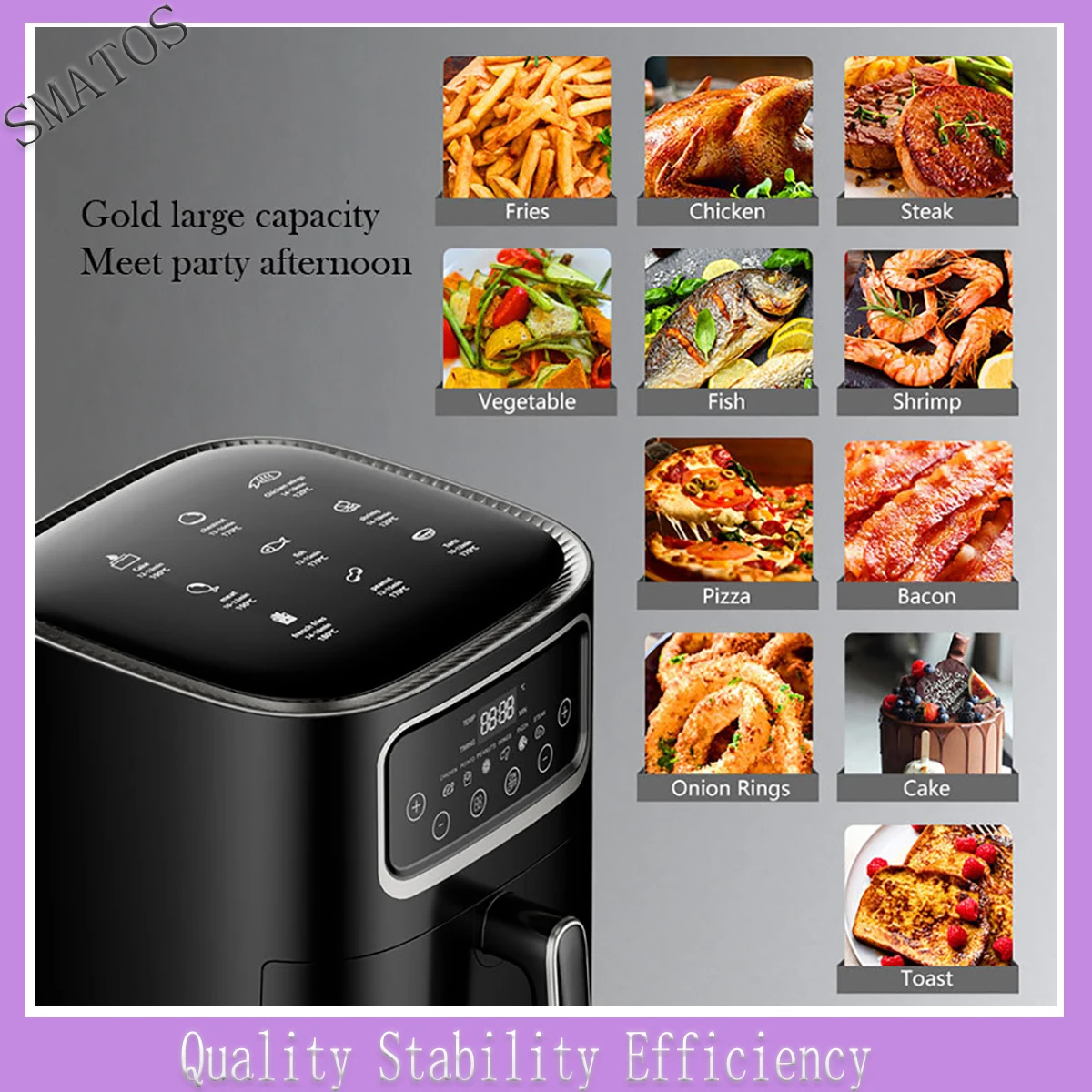 

8L Air fryers household multifunctional electric fryer smart household touch large capacity oil-free smoke visual fryer oven