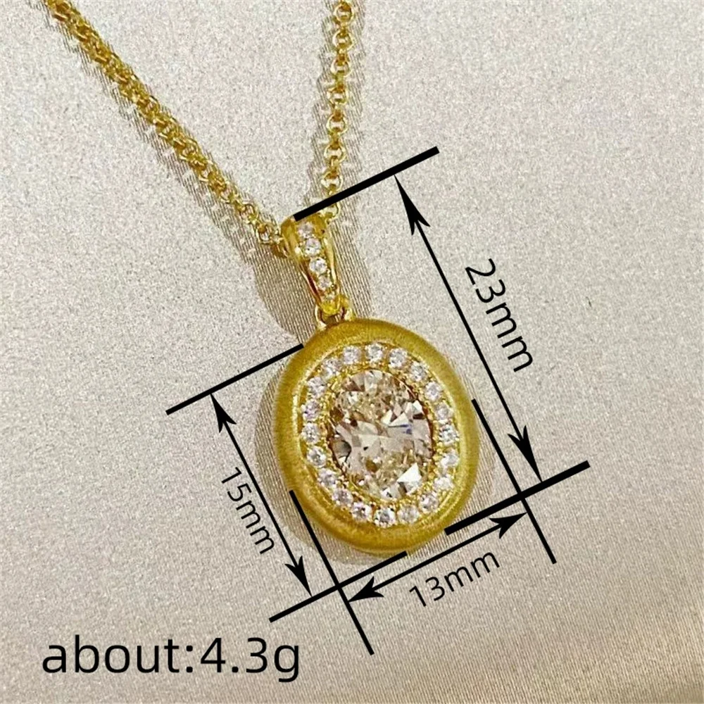 Female Cute Crystal White Zircon Stone Oval Pendant Necklace Vintage Gold Color Wedding Jewelry For Women