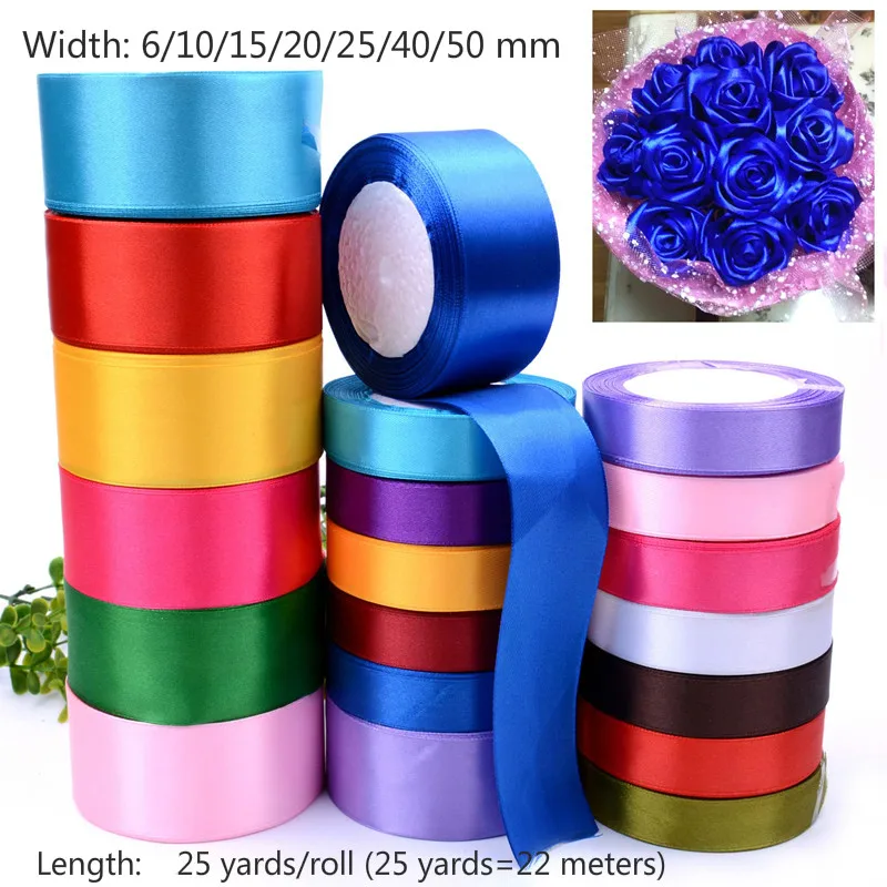 Satin Ribbon 25yards/roll Gift Packing Wedding Christmas Party Decorations DIY Ribbons roll fabric 6/10/12/15/20/25/40/50mm satin ribbons,ribbon decoration,ribbon supplies,wrapping ribbon,satin ribbon