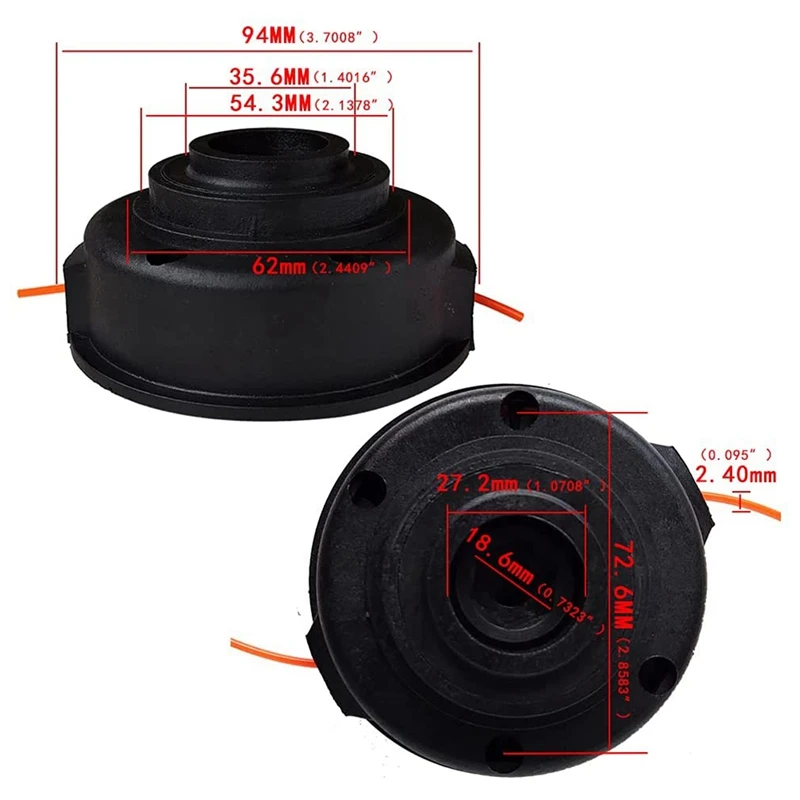 홈라이트용 스트링 트리머 헤드, 노브 범프, Ryobi MTD Mcculloch 장인 Toro ST155 ST165 ST175, 10 mm x 1.25mm