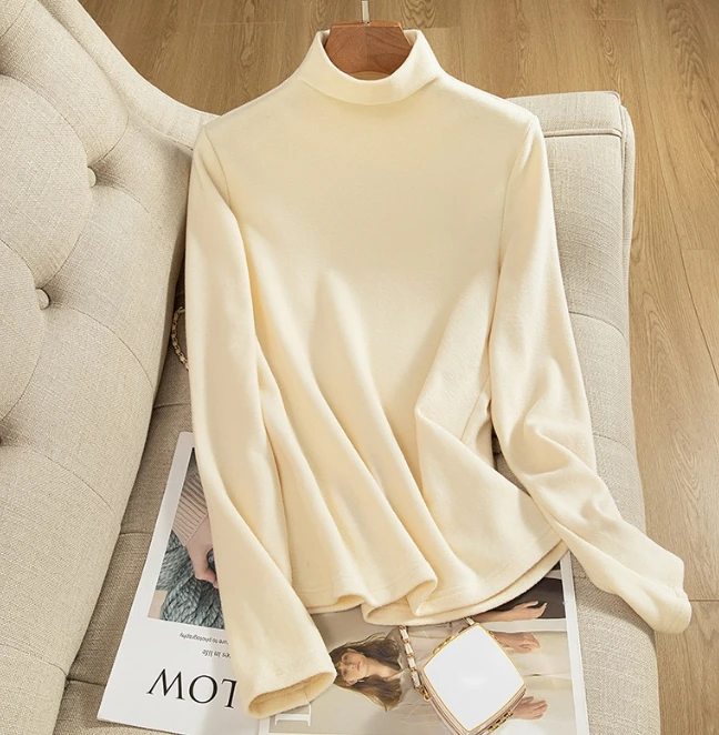 

Новая модная Элегантная блузка 2023 облегающая двухсторонняя бархатная подкладка с высоким воротом и длинным рукавом Топ в иностранном стиле для женщин