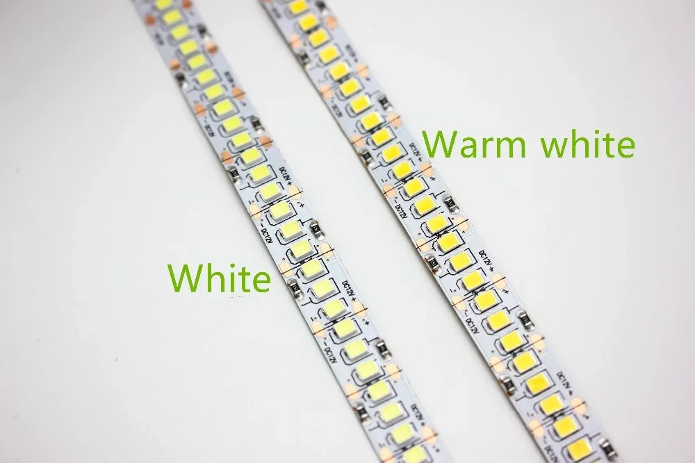 1/2/3/4/5m/lot 10mm PCB 2835 SMD 1200 LED Strip tape  DC12V 24V  ip20 Non waterproof Flexible Light 240 leds/m, White Warm White 2