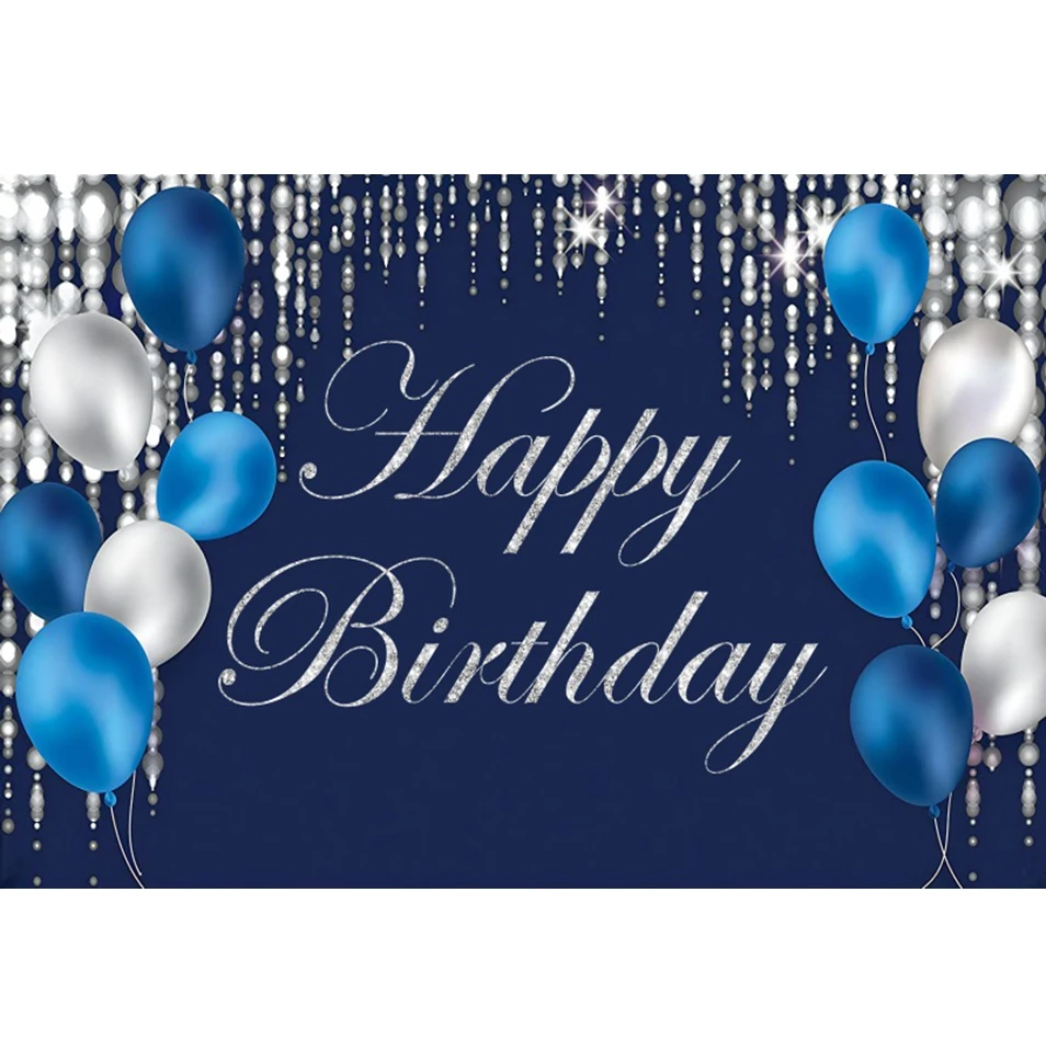 Photo Backdrop Adult Happy Birthday Party Decor Glitter Golden Balloon Wedding Customize