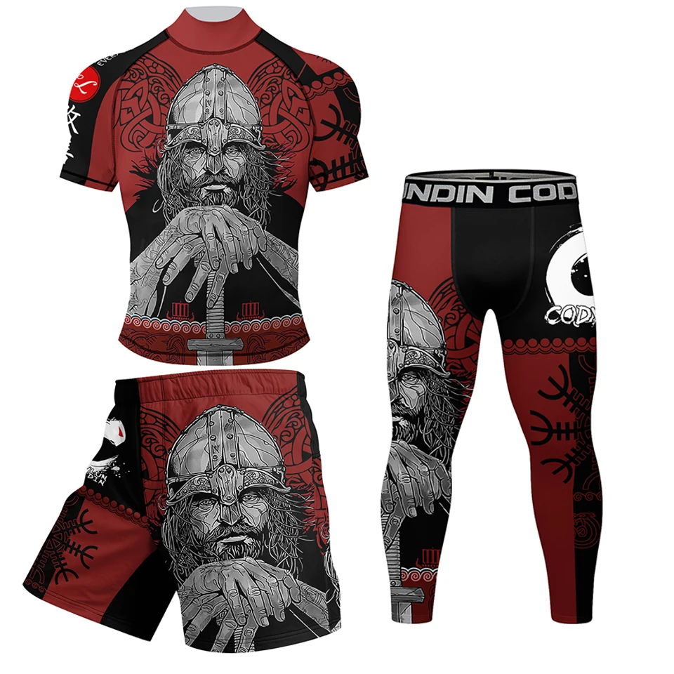 Sports Apparel MMA Rashguard Jiu Jitsu T-shirt+Pant for Men Boxing Jerseys BJJ KickBoxing Sets Muay Thai Shorts Gym