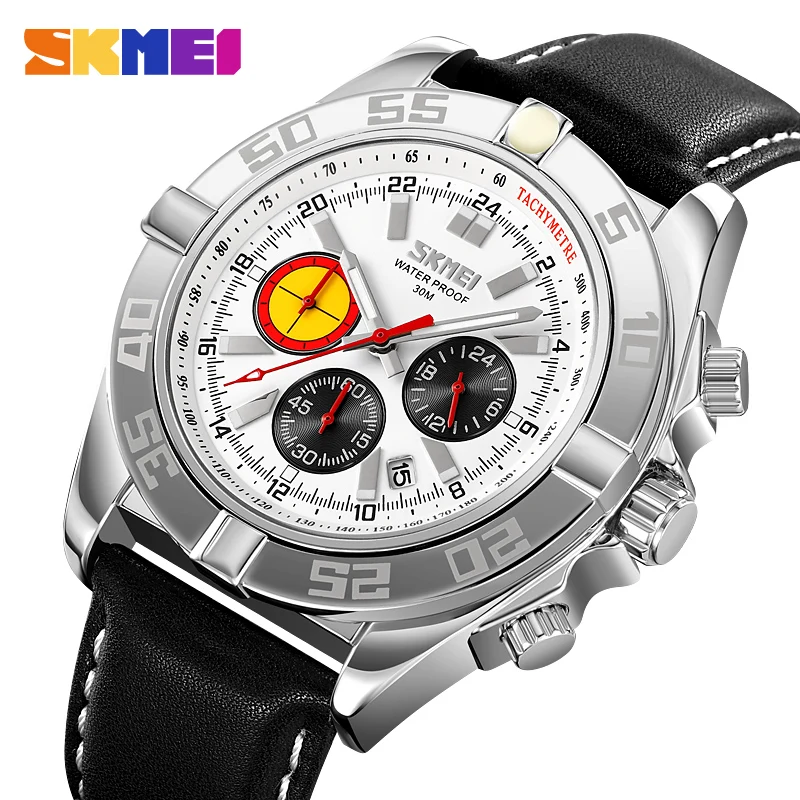 SKMEI Genuine Men's Stone Watch Gold Surface Silver Surface Gold Surface Date Stopwatch Chronograph Quality Belt Strap Top 9322