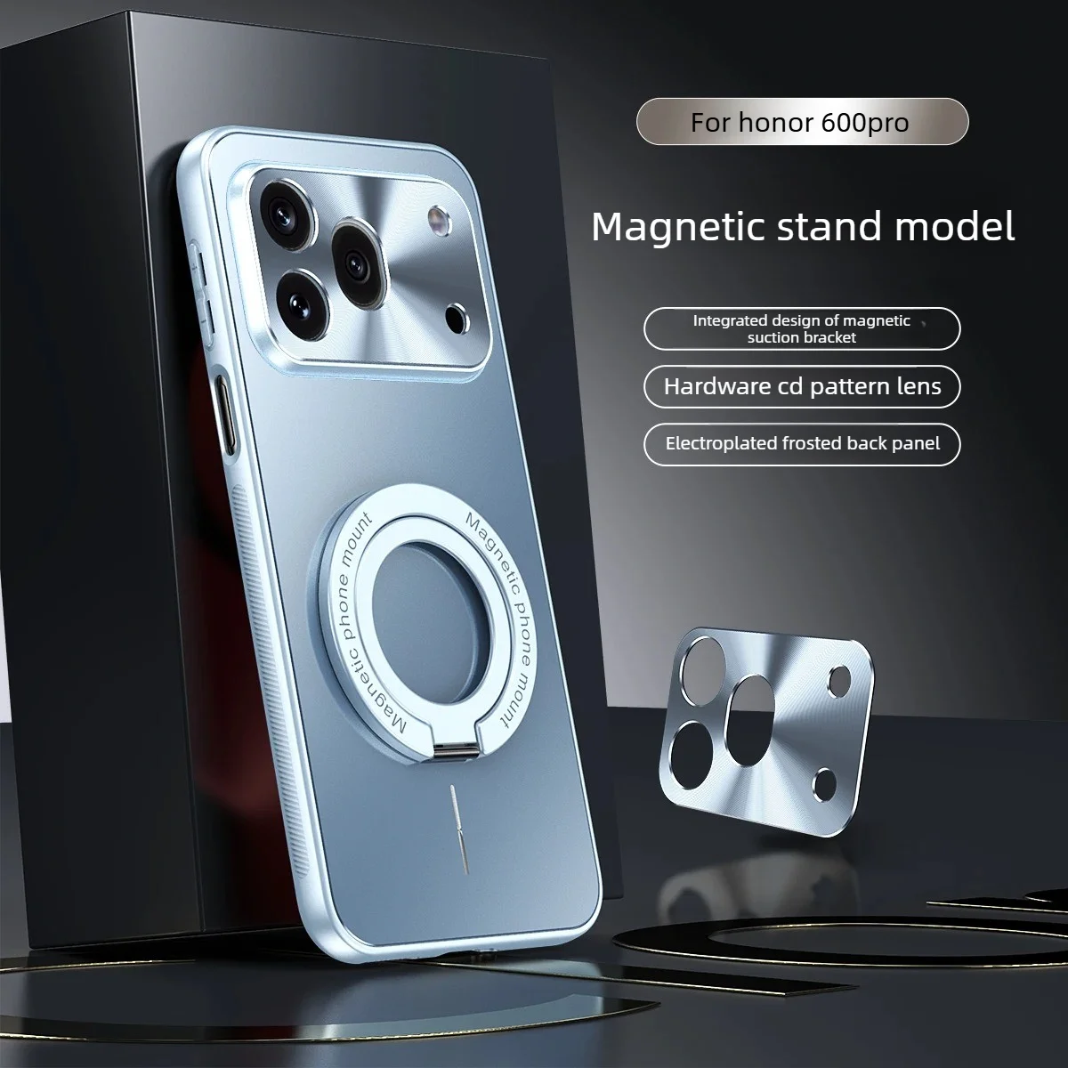 Luxury Alloy Backplane AG Phone Case with Magnetic Wireless Charging and Rotatable Bracket