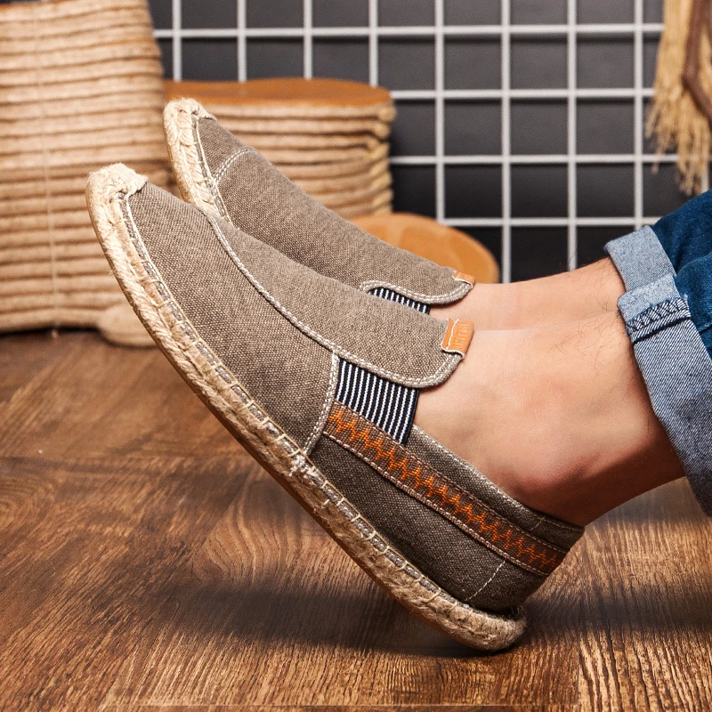 Mens Flax Espadrille Loafers Slip-On Comfort Shoes with Round Toe Fashion Women Canvas Walking Shoes Casual Fisherman Driving 3