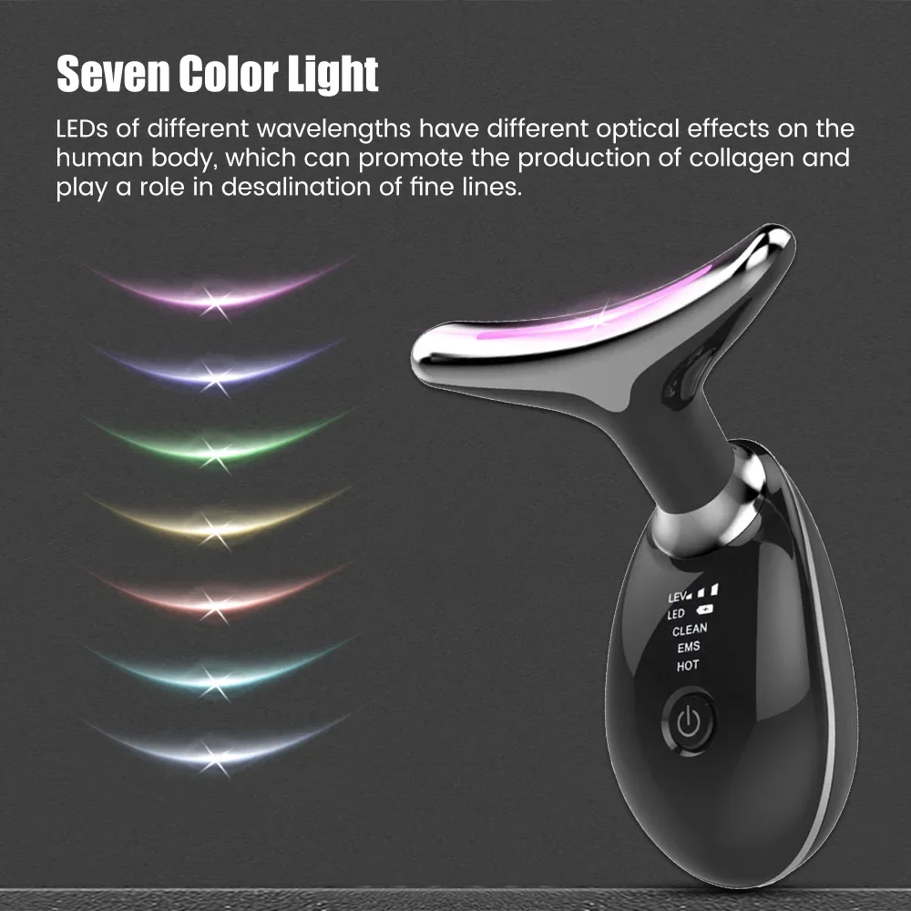 LED Photon Therapy Neck Face Lifting Device Vibration Skin Tighten Reduce Double Chin Anti-Wrinkle Remove Machine Skin Care