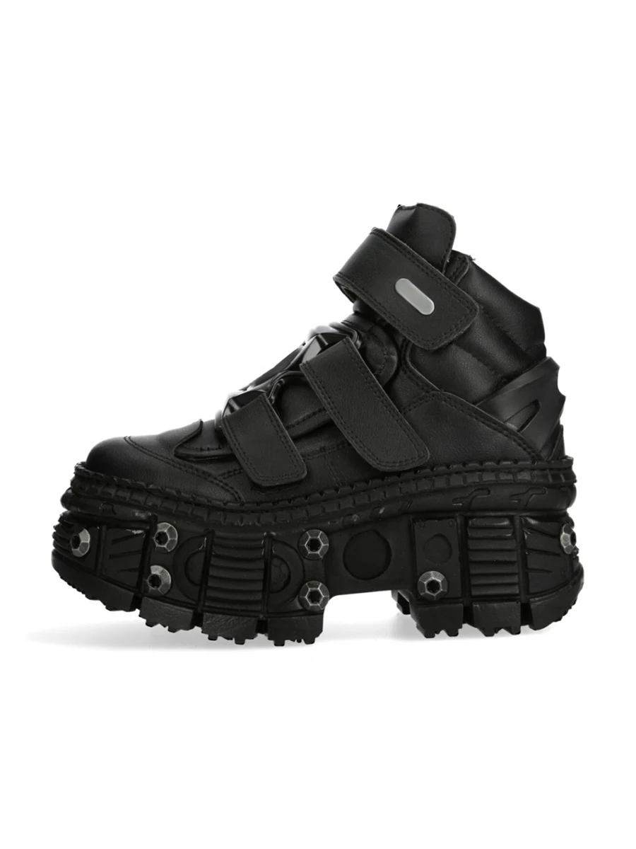 2024 Retro Tank Bottom Dark Punk Muffin Bottom Leather Metal High-Top Shoes Men and Women Same Style Platform Street Style Pumps