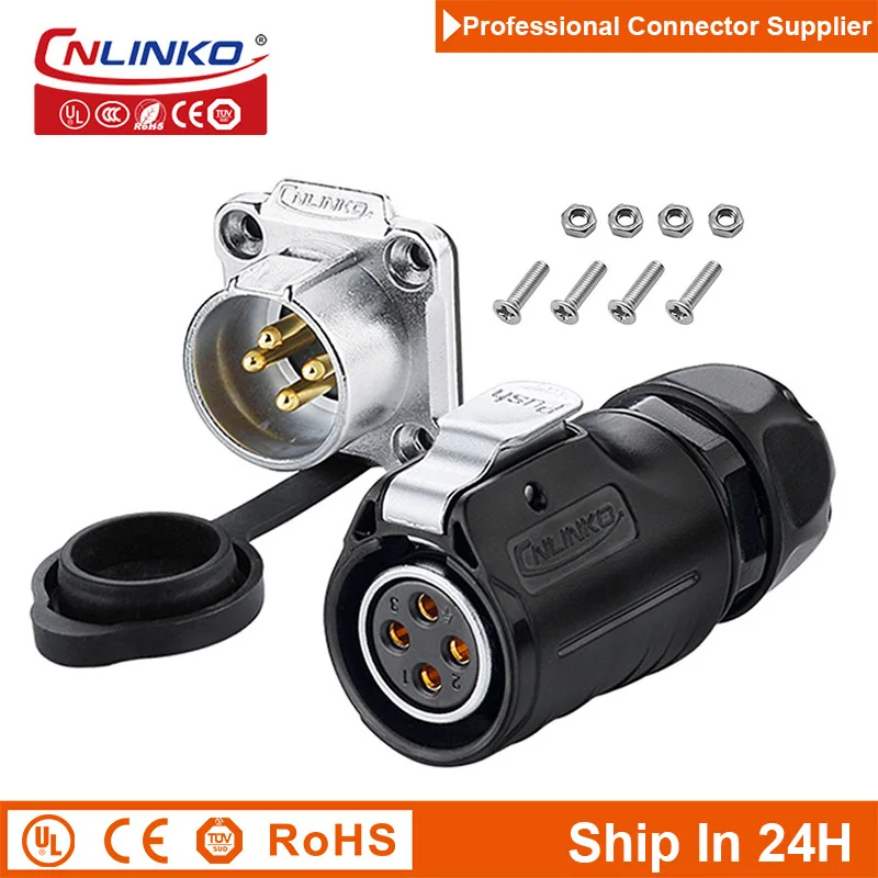 Cnlinko M20 Screw Terminal 4 Pin Circular Connector With Waterproof Quick Installation