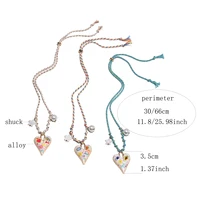 Collier avec pendentif en forme de cœur en corde nouée à la main, chaîne de pull à la mode, collier de perles étoiles empilables pour femmes, nouveau Design de bijoux 3