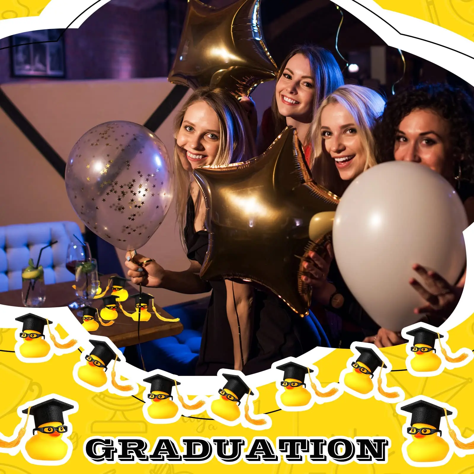 48PC Graduation Rubber Ducks Graduation Gift  Duck Party Bath Duck for Student Graduation Gifts Party Favor Cap 6