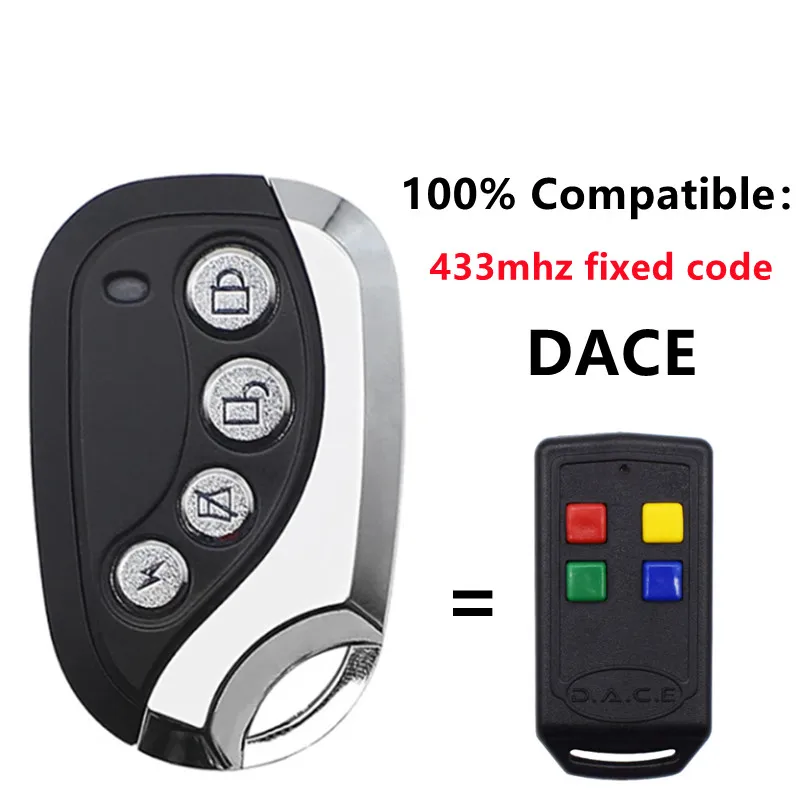 DACE Remote Control Garage Door Command Gate Opener 433mhz Fixed Code Wireless Transmitter